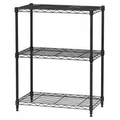 Iris Ohyama, Etagère métallique rangement, 3 étages, charge 270kg, NS3, Noir, L60.9 x P35.6 x H76.2