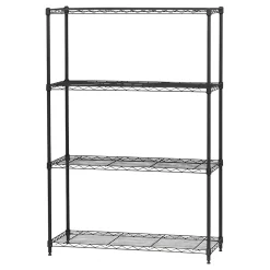 Iris Ohyama, Etagère métallique rangement, 4 étages, charge 452kg, MM4, Noir, L91.4 x P35.6 x H134.6