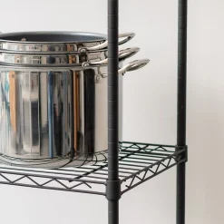Iris Ohyama, Etagère métallique rangement, 4 étages, charge 452kg, MM4, Noir, L91.4 x P35.6 x H134.6