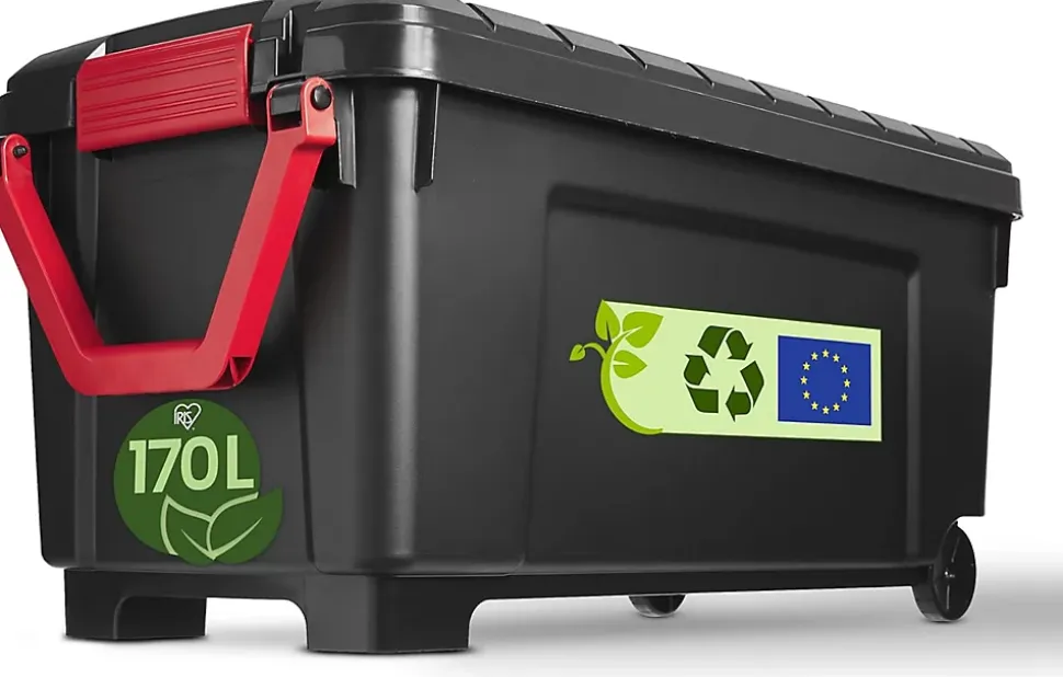 Iris Ohyama, Grande Malle de Rangement plastiques résistante, 170L, Unité, Noir, SIA-1000