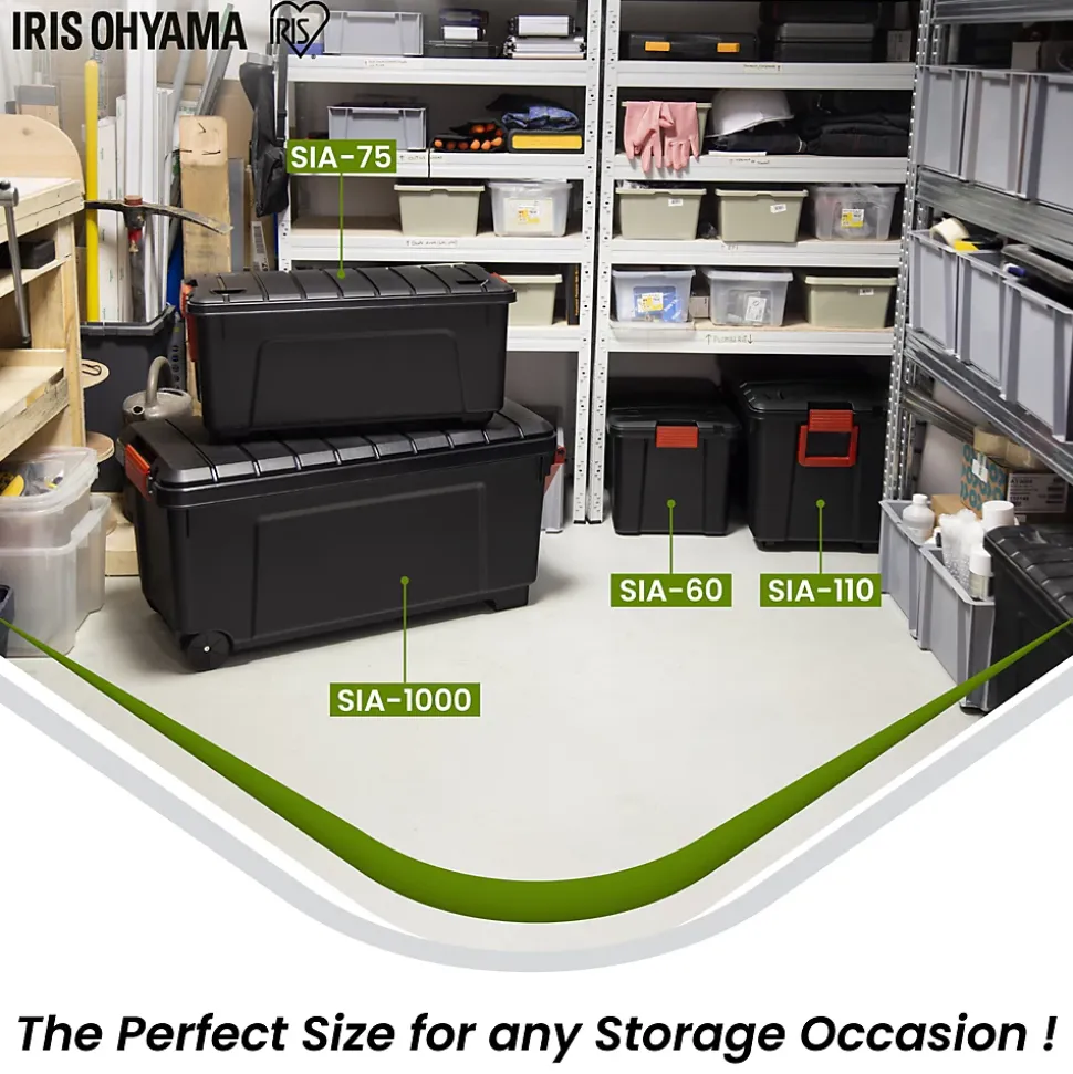 Iris Ohyama, Grande Malle de Rangement plastiques résistante, 170L, Unité, Noir, SIA-1000
