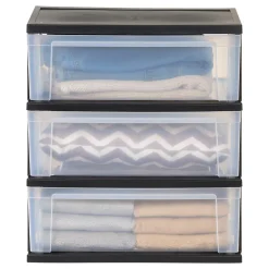 Iris Ohyama, Large Tour de Rangement en Plastique, 2 Tours, 34L par Tiroir, Noir, pour Bureau, Garage, Chambre à coucher