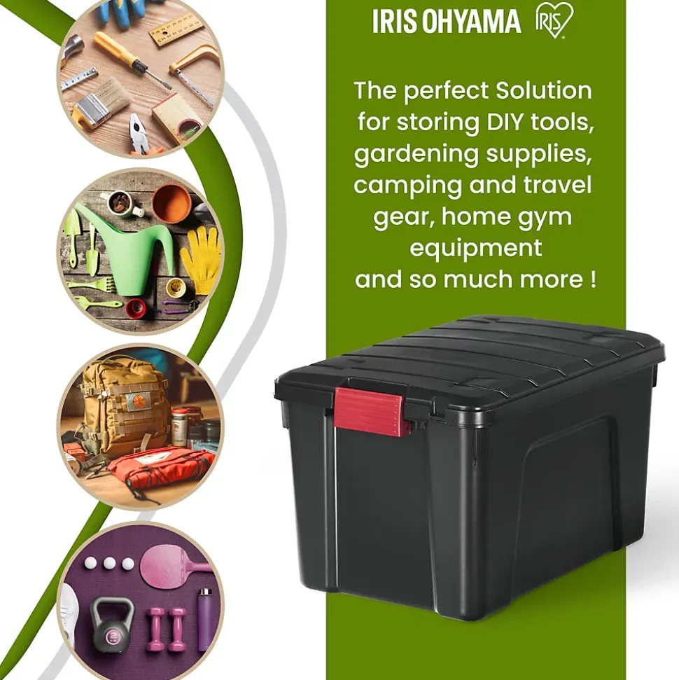 Iris Ohyama, Malle de Rangement plastiques résistante, 60L, Unité, Noir, SIA-60