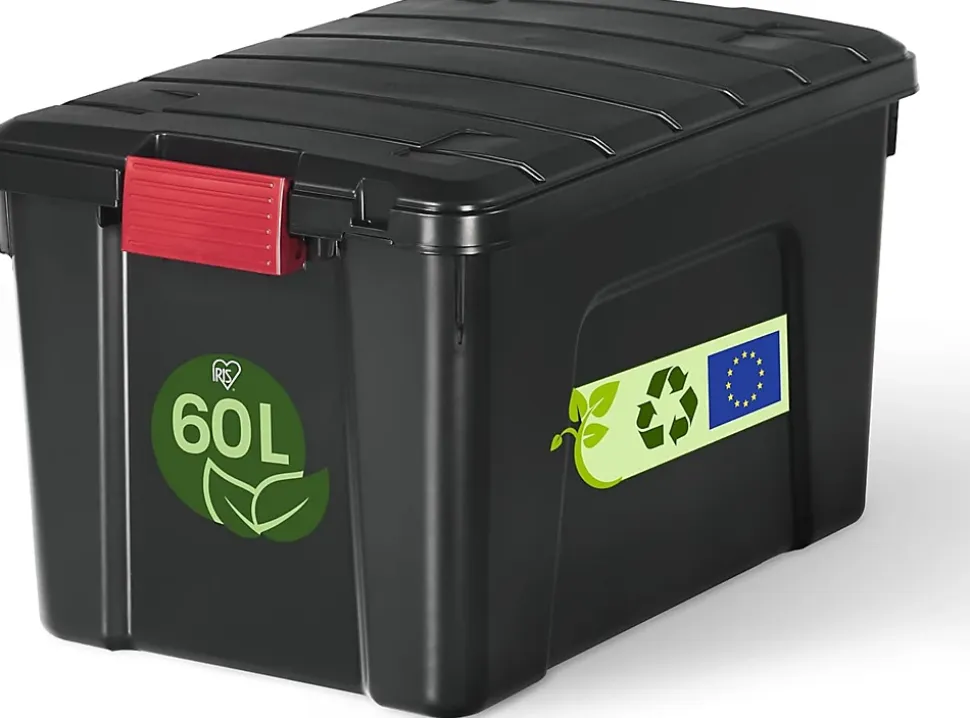 Iris Ohyama, Malle de Rangement plastiques résistante, 60L, Unité, Noir, SIA-60