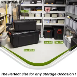 Iris Ohyama, Malle de Rangement plastiques résistante, 110L, Unité, Noir, SIA-110