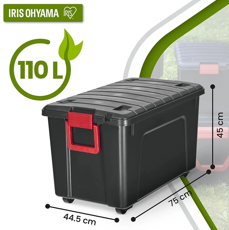 Iris Ohyama, Malle de Rangement plastiques résistante, 110L, Unité, Noir, SIA-110