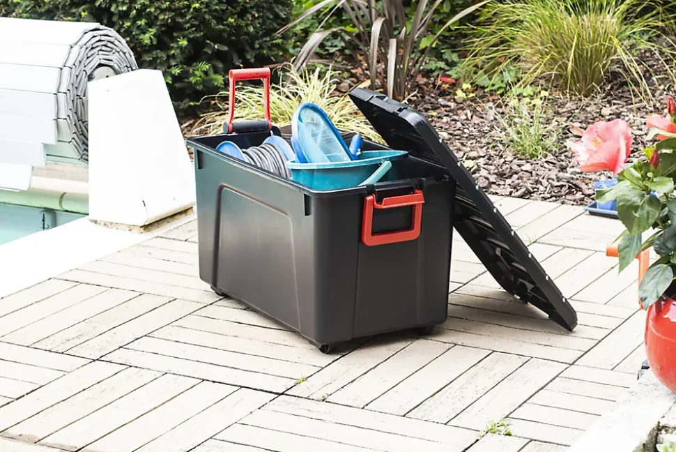 Iris Ohyama, Malle de Rangement plastiques résistante, 110L, Unité, Noir, SIA-110
