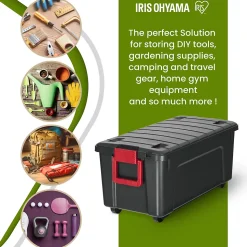Iris Ohyama, Malle de Rangement plastiques résistante, 75L, Unité, Noir, SIA-75