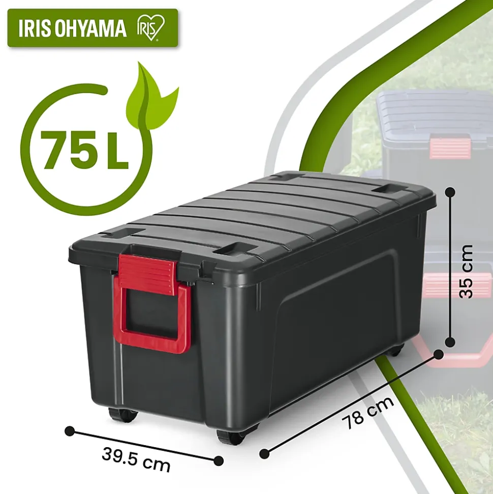 Iris Ohyama, Malle de Rangement plastiques résistante, 75L, Unité, Noir, SIA-75