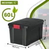 Iris Ohyama, Malles de Rangement plastiques résistante, 60L, Lot de 3, Noir, SIA-60