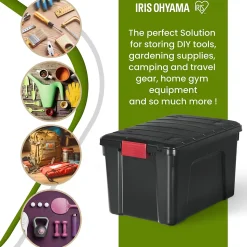 Iris Ohyama, Malles de Rangement plastiques résistante, 60L, Lot de 3, Noir, SIA-60