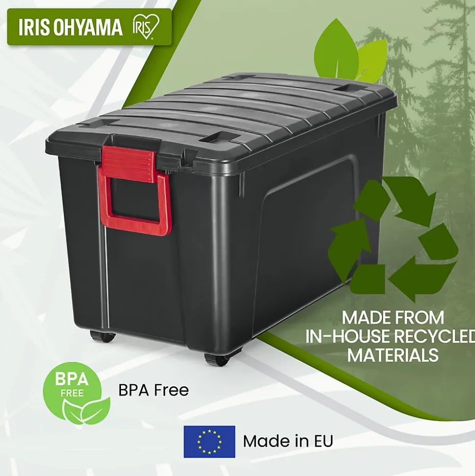 Iris Ohyama, Malles de Rangement plastiques résistante, 110L, Lot de 2, Noir, SIA-110