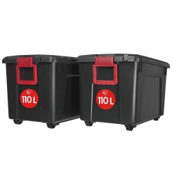 Iris Ohyama, Malles de Rangement plastiques résistante, 110L, Lot de 2, Noir, SIA-110