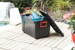Iris Ohyama, Malles de Rangement plastiques résistante, 110L, Lot de 2, Noir, SIA-110