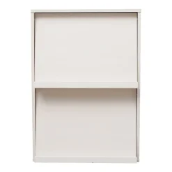 Iris Ohyama, Meuble, Bibliothèque, étagère de rangement avec 2 portes, CHR-2, Chêne Blanc, L40.9 x P59 x H83.6 cm