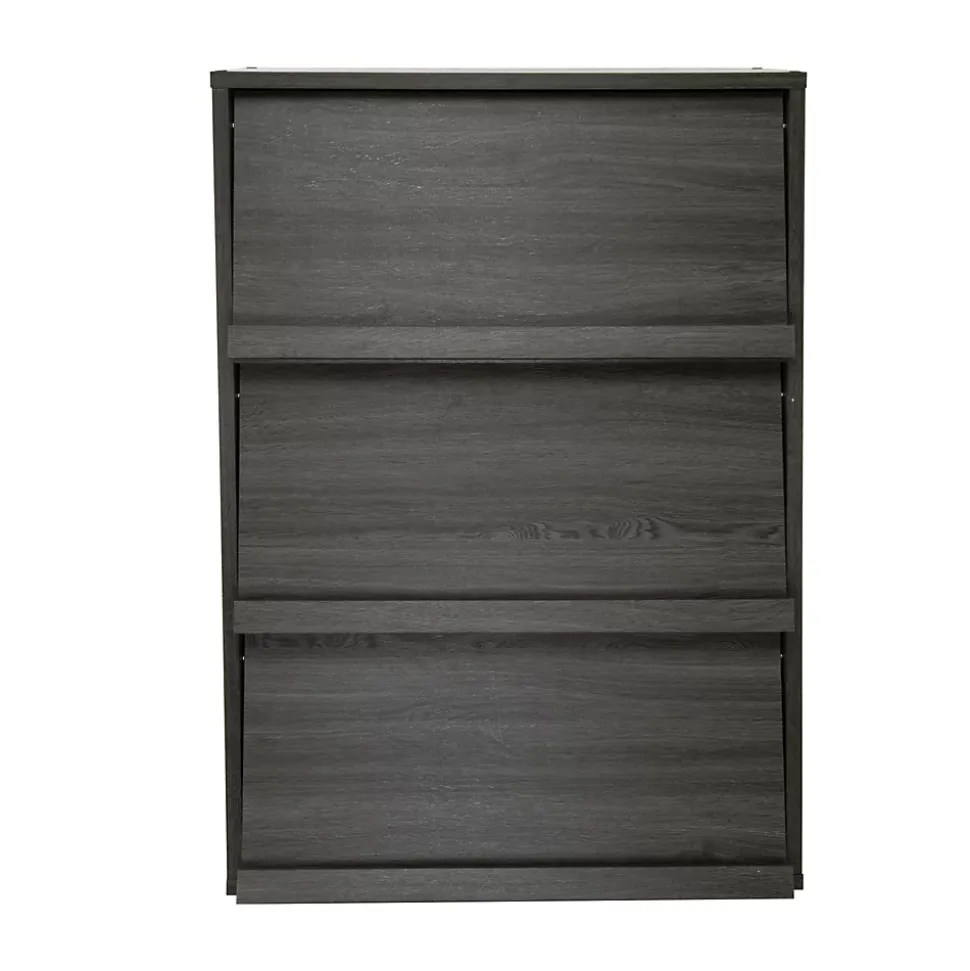 Iris Ohyama, Meuble, Bibliothèque, étagère de rangement avec 3 portes, CHR-3, Chêne Gris, L40.9 x P59 x H83.6 cm