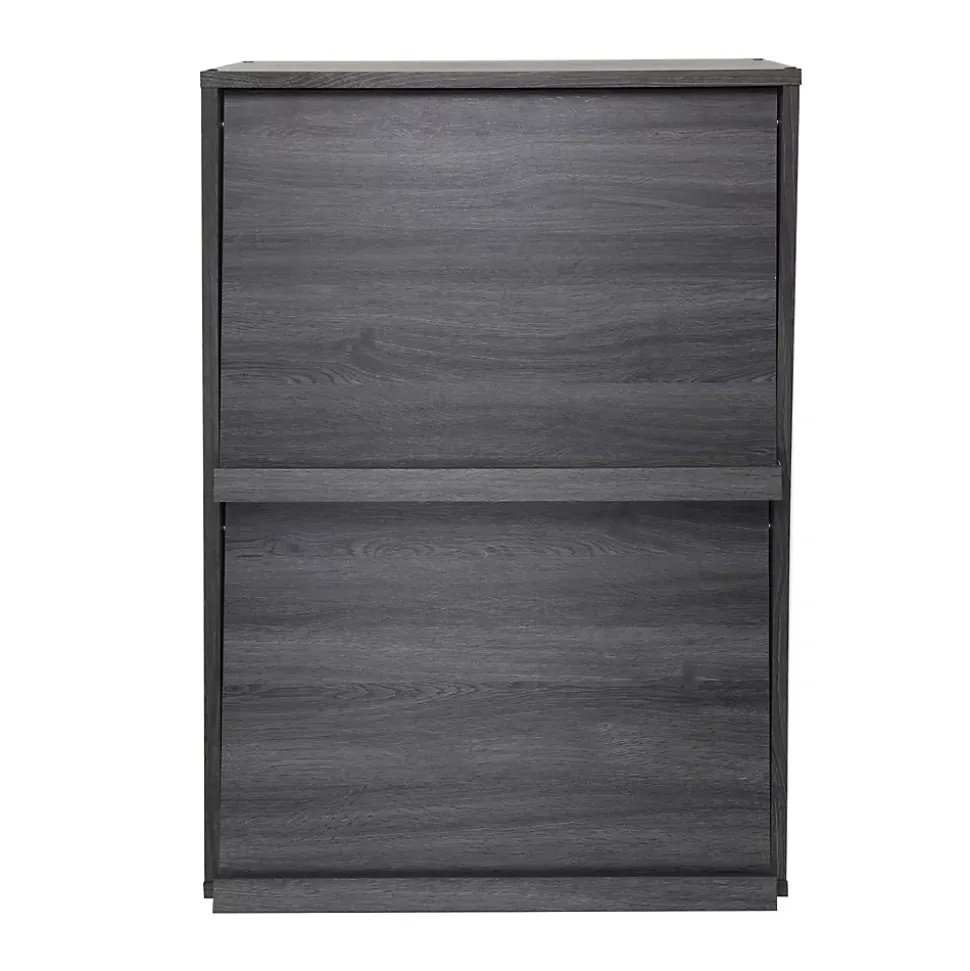 Iris Ohyama, Meuble, Bibliothèque, étagère de rangement avec 2 portes, CHR-2, Chêne Gris, L40.9 x P59 x H83.6 cm