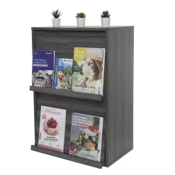 Iris Ohyama, Meuble, Bibliothèque, étagère de rangement avec 2 portes, CHR-2, Chêne Gris, L40.9 x P59 x H83.6 cm