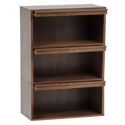 Iris Ohyama, Meuble, Bibliothèque, étagère de rangement avec 3 portes, CHR-3, Marron, L40.7 x P59 x H83.6 cm