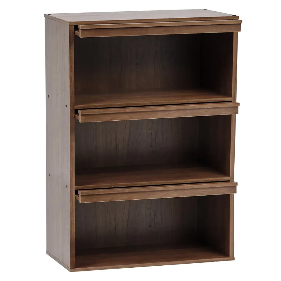 Iris Ohyama, Meuble, Bibliothèque, étagère de rangement avec 3 portes, CHR-3, Marron, L40.7 x P59 x H83.6 cm