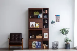 Iris Ohyama, Meuble, étagère, Bibliothèque de rangement, Avec 4 portes, FR-F4 Marron, L33.8 x P89 x H90 cm