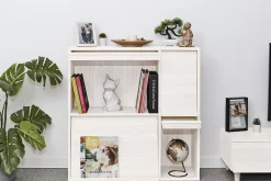 Iris Ohyama, Meuble, étagère, Bibliothèque de rangement, Avec 4 portes, FR-F4 Chêne Blanc, L33.8 x P89 x H90 cm