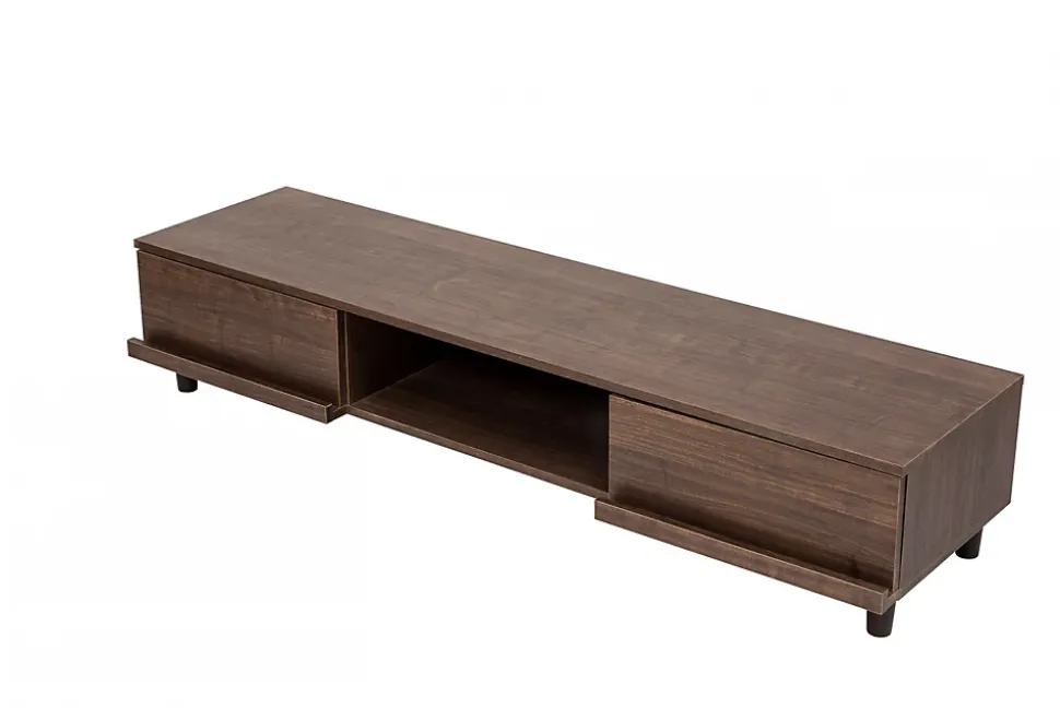 Iris Ohyama, Meuble TV, Meuble tele, Banc TV pour ecran jusqu'à 65 pouces, BAB-150A, Marron, L42.2 x P150 x H30 cm