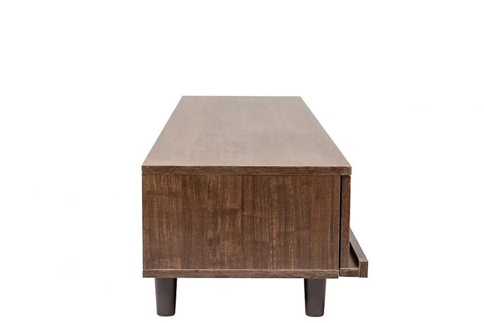 Iris Ohyama, Meuble TV, Meuble tele, Banc TV pour ecran jusqu'à 65 pouces, BAB-150A, Marron, L42.2 x P150 x H30 cm