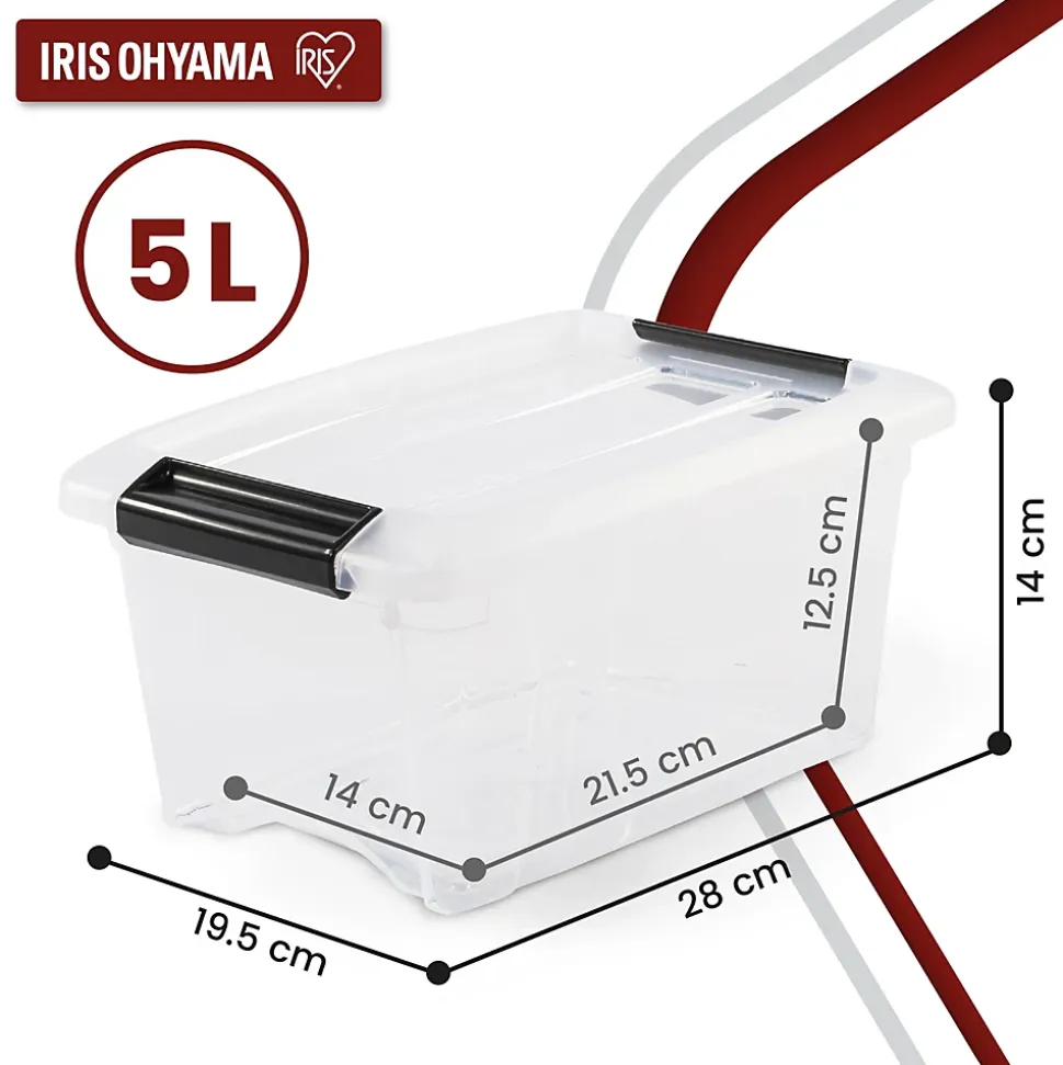 Iris Ohyama, Petite Boites de Rangement Plastique avec Couvercle, 5L, Lot de 3, Transparent, NTB-5