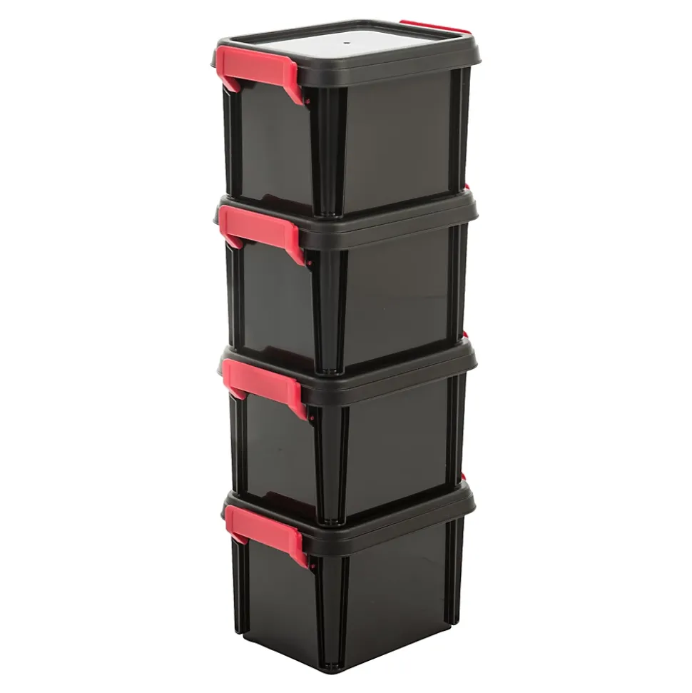 Iris Ohyama, Petites Boîtes de Rangement plastique, 2L, Lot de 4, Noir, MBX-2