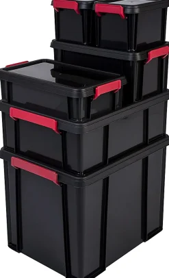 Iris Ohyama, Petites Boîtes de Rangement plastique, 2L, Lot de 4, Noir, MBX-2