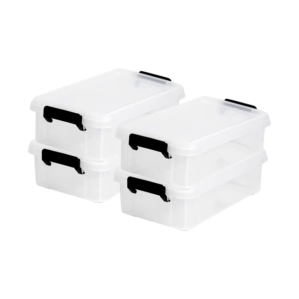 Iris Ohyama, Petites Boîtes de Rangement plastique, 4L, Lot de 4, Transparent, DDMBX-4