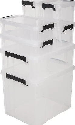 Iris Ohyama, Petites Boîtes de Rangement plastique, 4L, Lot de 4, Transparent, DDMBX-4