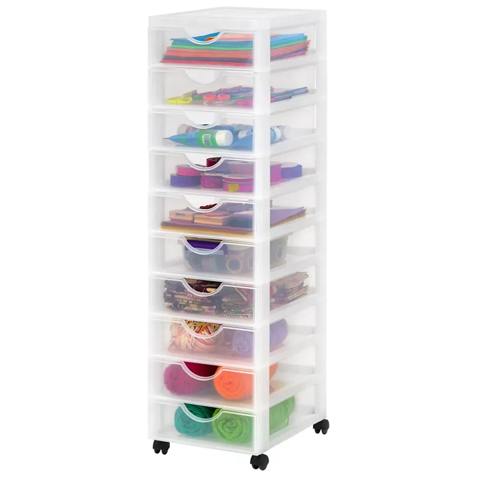 Iris Ohyama, Tour de rangement, Organisateur plastique, 10 Petits Tiroirs, Blanc, DDDC-010