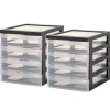 Iris Ohyama, Tour de rangement Plastique Bureau A5, 4 Petits Tiroirs, Lot de 2, Noir, DC-A5