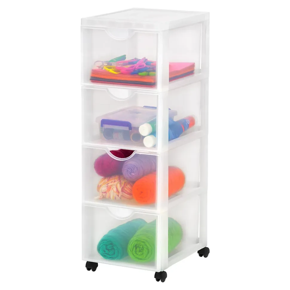 Iris Ohyama, Tour de rangement, Organisateur plastique, 4 Grands Tiroirs, Blanc, DDDC-304