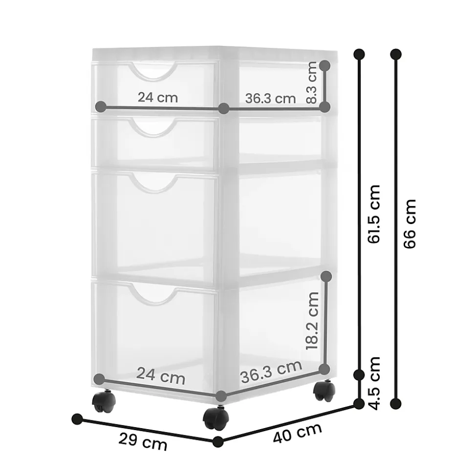 Iris Ohyama, Tour de rangement, Organisateur plastique, 4 tiroirs mix, Blanc, DDDC-322