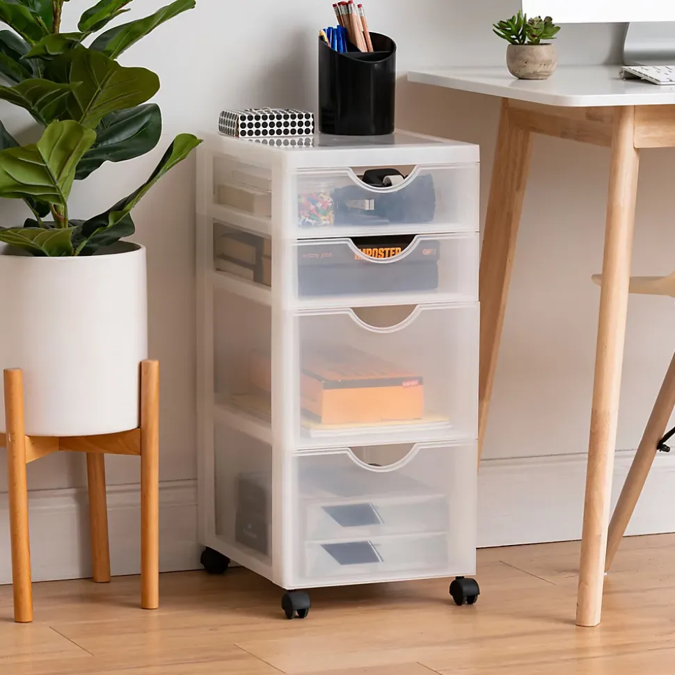 Iris Ohyama, Tour de rangement, Organisateur plastique, 4 tiroirs mix, Blanc, DDDC-322