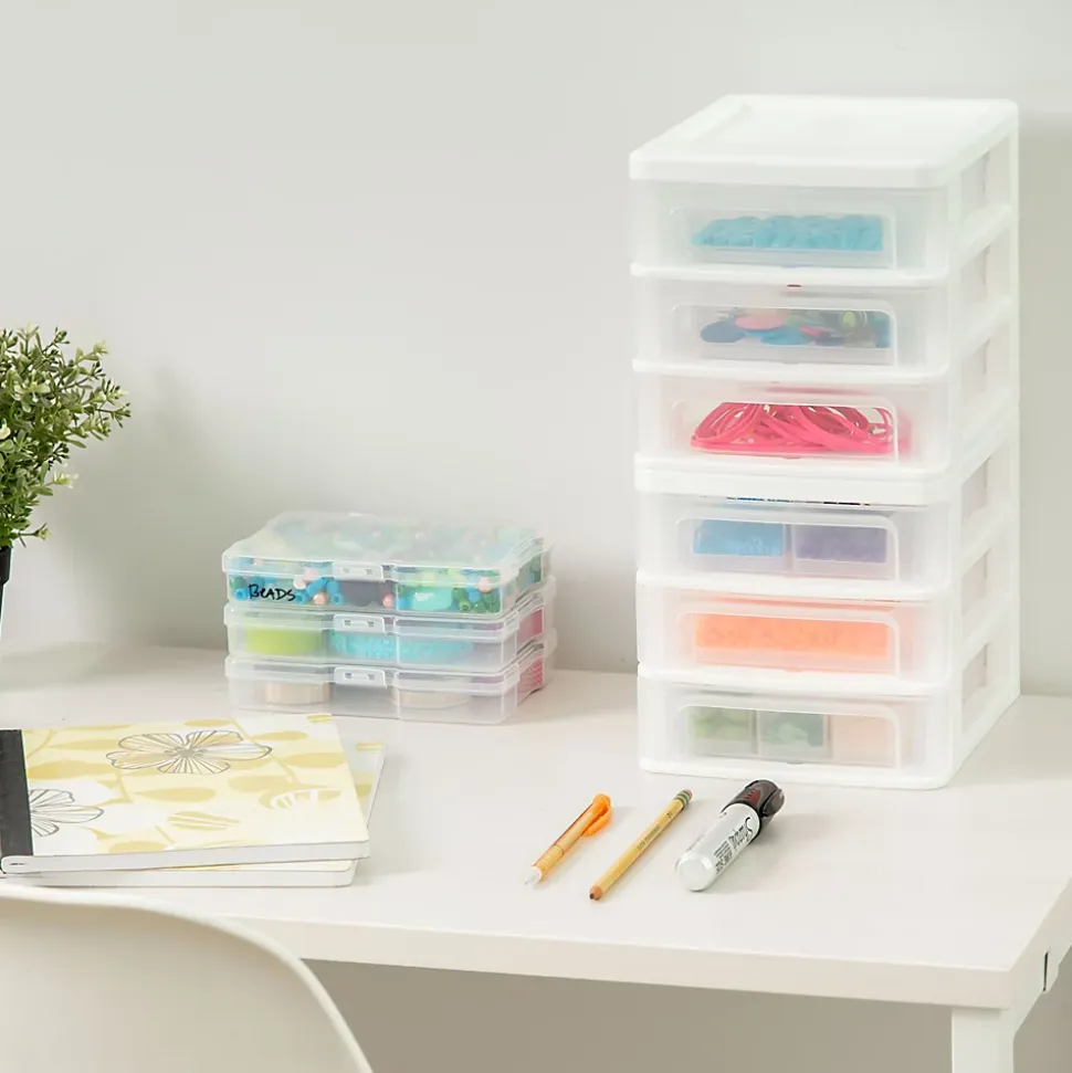 Iris Ohyama, Tour de Rangement Plastique B6, 3 Tiroirs, Lot de 2, Blanc, CDD-XS3