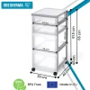 Iris Ohyama, Tour de rangement plastique sur roulettes A4, 4 Tiroirs mix, Gris, DC-322