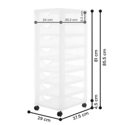 Iris Ohyama, Tour de rangement à Roulettes en Plastique, 8 Petits Tiroirs, Blanc, DDDC-380