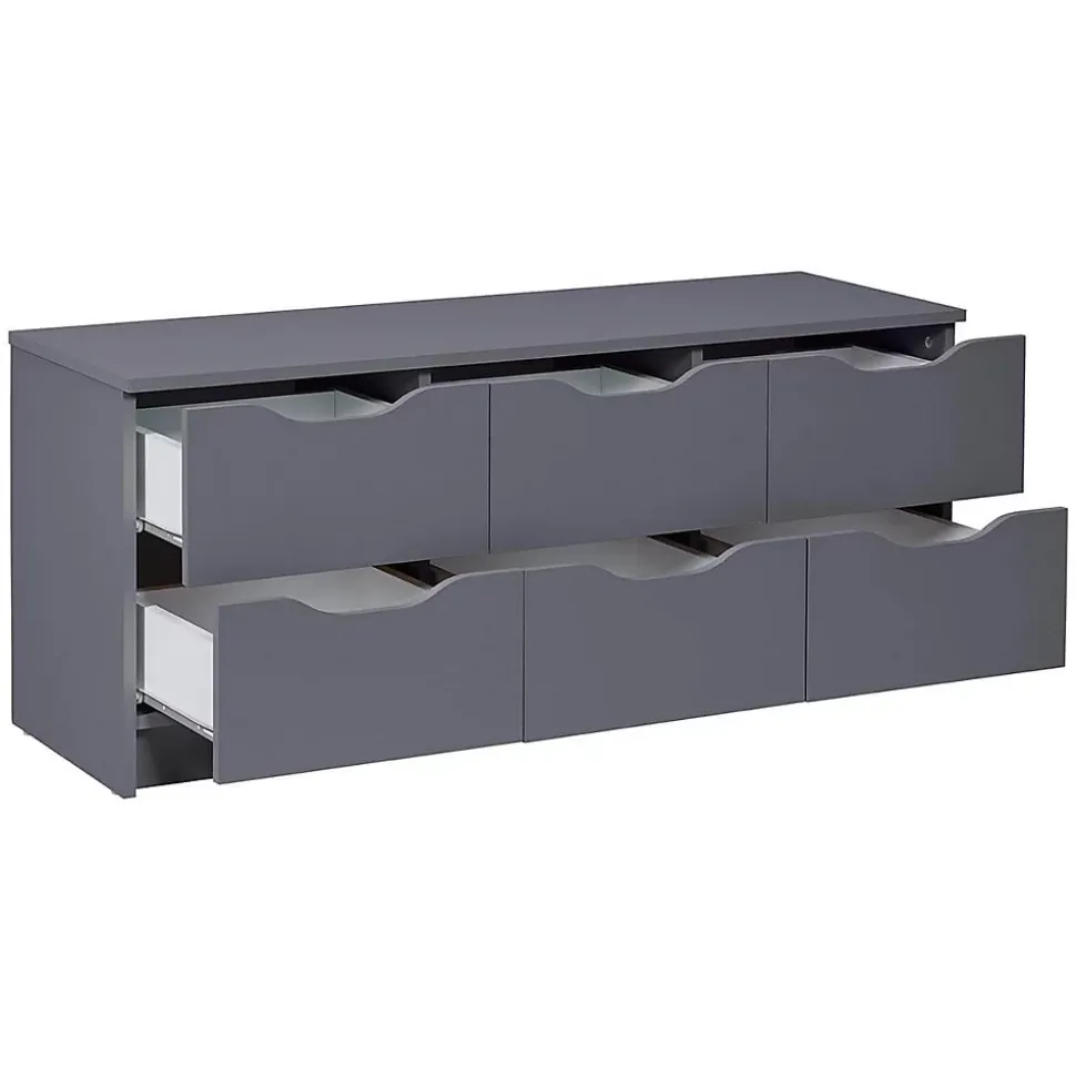 JENNY - Commode 6 Tiroirs Coloris Anthracite