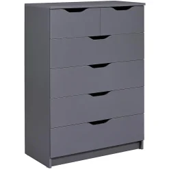 JENNY - Commode Haute 6 Tiroirs Coloris Anthracite