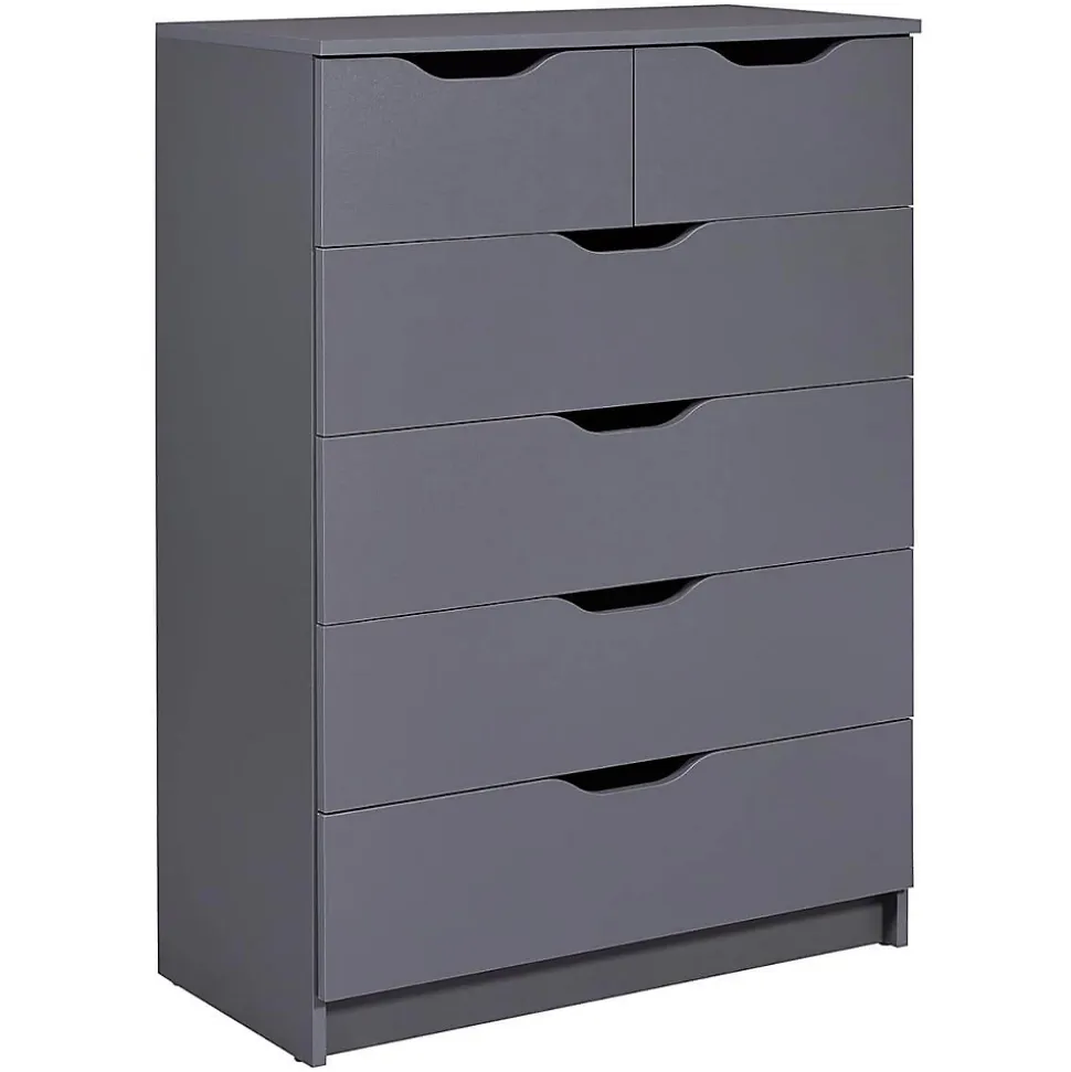 JENNY - Commode Haute 6 Tiroirs Coloris Anthracite