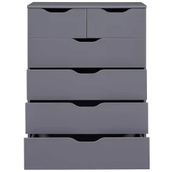 JENNY - Commode Haute 6 Tiroirs Coloris Anthracite