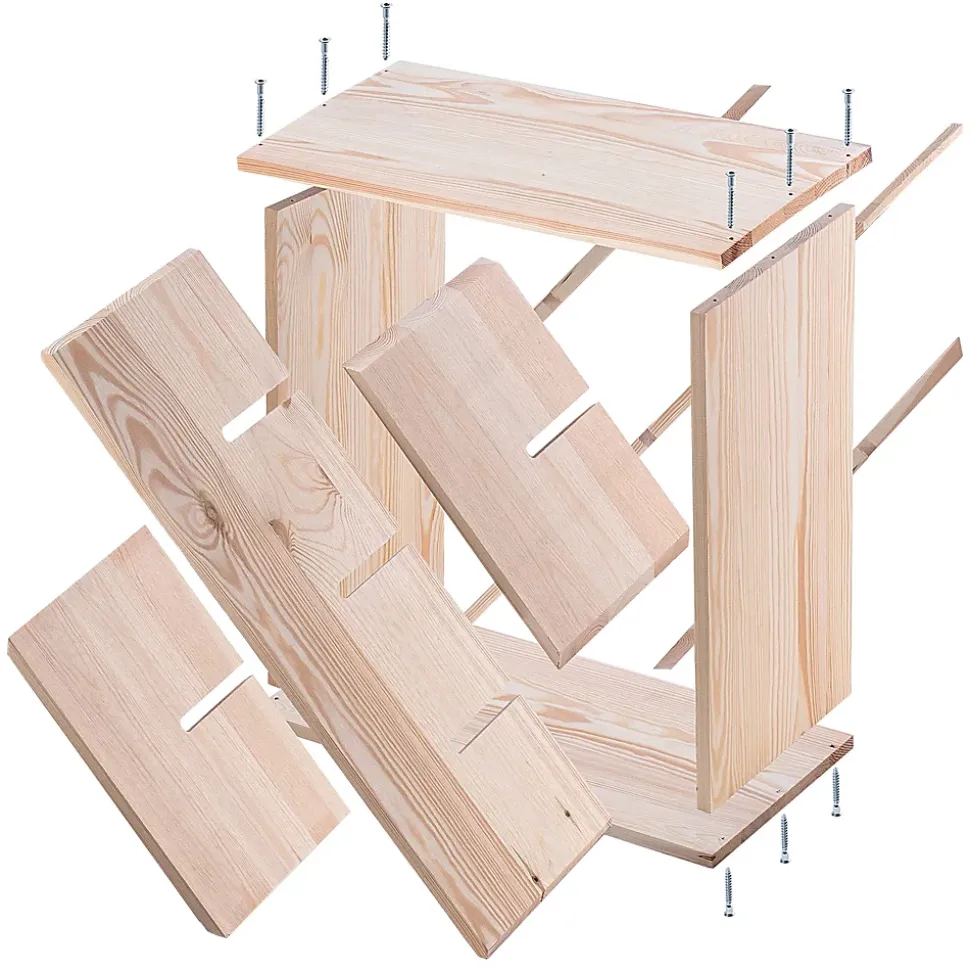 KADAX Casier à vin en grille en bois marron clair