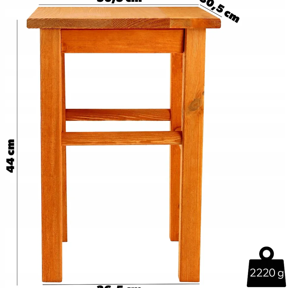 KADAX Chaise Tabouret de Cuisine en Bois 43,5 cm Aulne Massif