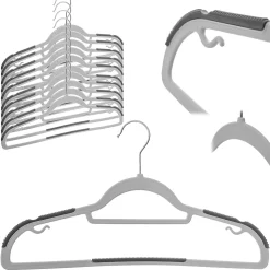 KADAX Cintre avec Surface Antidérapante pour Vêtements Gris 10 pcs