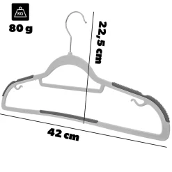 KADAX Cintre avec Surface Antidérapante pour Vêtements Gris 5 pcs
