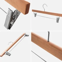 KADAX Cintre en bois avec pinces à vêtements 12 pcs